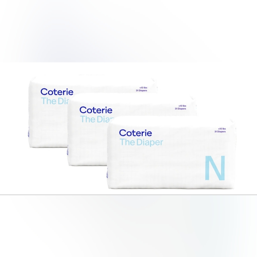 Coterie White Diapers for Newborns (2 unopened packs)